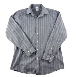 Brooks Brothers Dress Shirt Mens 15 2/3 Green Plaid Cotton Non Iron Regent Fit